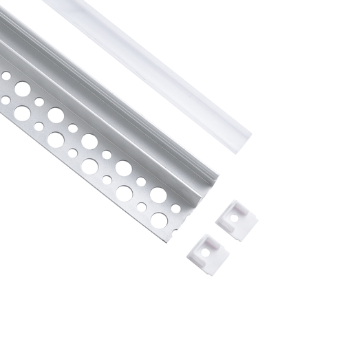 GloboStar® PLASTERBOARD-PROFILE 70834-3M Προφίλ Αλουμινίου - Βάση & Ψύκτρα Ταινίας LED με Λευκό Γαλακτερό Κάλυμμα - Χωνευτή Τερματική Χρήση σε Τελείωμα Γυψοσανίδας ή σε Πλακάκι - Trimless - Πατητό Κάλυμμα - Ασημί - 3 Μέτρα - Πακέτο 5 Τεμαχίων - Μ300 x Π3.1 x Υ1.3cm