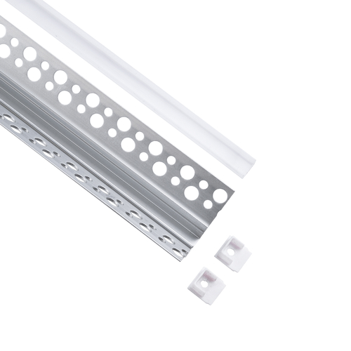 GloboStar® PLASTERBOARD-PROFILE 70836-3M Προφίλ Αλουμινίου - Βάση & Ψύκτρα Ταινίας LED με Λευκό Γαλακτερό Κάλυμμα - Χωνευτή Γωνιακή Χρήση σε Εσωτερική Γωνία Γυψοσανίδας - Trimless - Πατητό Κάλυμμα - Ασημί - 3 Μέτρα - Πακέτο 5 Τεμαχίων - Μ300 x Π3.1 x Υ1.3cm