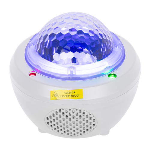 GloboStar® 79604 Λευκό Επιτραπέζιο Διακοσμητικό Φωτιστικό Ειδικών Εφε NIGHT SKY GALAXY 3D LED 10W DC 5V 2200mAh Επαναφορτιζόμενο με Bluetooth Speaker - Sound Activated - Καλώδιο Τροφοδοσίας USB και Ασύρματο Χειριστήριο RF 2.4Ghz Πολύχρωμo RGB Dimmable