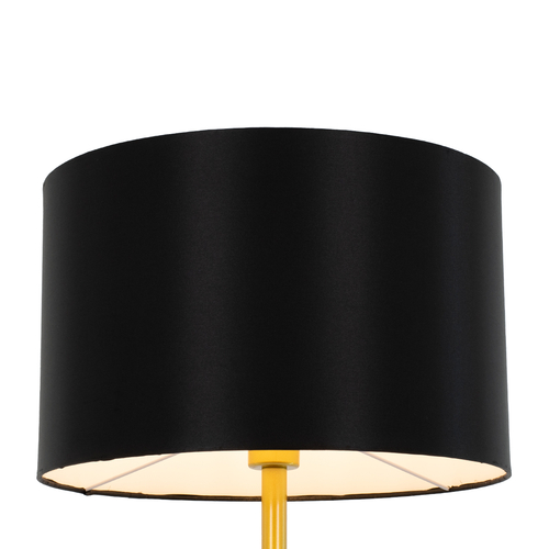 GloboStar® ASHLEY 00825 Μοντέρνο Επιδαπέδιο Φωτιστικό Μονόφωτο 1 x E27 IP20 Χρυσό Μέταλλο με Μαύρο Ύφασμα - Μ40 x Π40 x Υ148cm