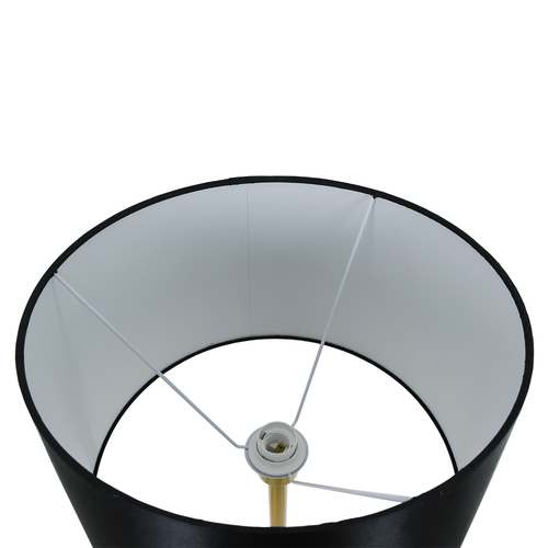 GloboStar® CEDAR 00829 Μοντέρνο Επιδαπέδιο Φωτιστικό Μονόφωτο 1 x E27 IP20 Χρυσό Μέταλλο με Μαύρο Ύφασμα - Μ40 x Π40 x Υ148cm