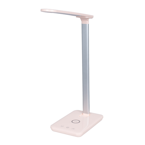GloboStar® WASP 76533 Μοντέρνο Φωτιστικό Γραφείου Ροζ LED 10 Watt 1000lm DC 5V Αφής & Καλώδιο Τροφοδοσίας USB με Ασύρματη Φόρτιση - Wireless Charger - CCT Θερμό Λευκό 2700K - Φυσικό Λευκό 4500K - Ψυχρό Λευκό 6000K Dimmable