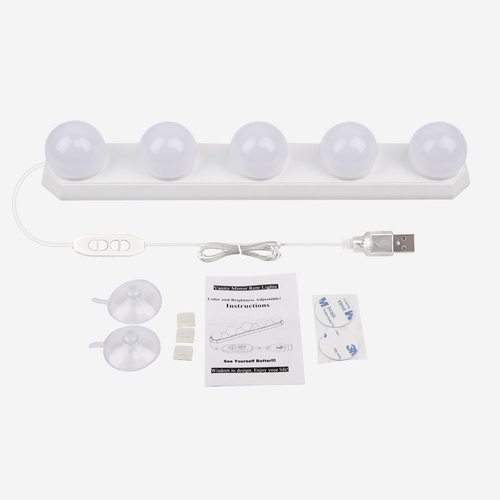 GloboStar® 79048 Φωτιστικό για Μακιγιάζ - Καθρέπτη - Πίνακα - Ντουλάπας LED 8W 800lm DC 5V με Καλώδιο Τροφοδοσίας USB & Ενσωματωμένο Χειριστήριο Εναλλαγής Χρωμάτων Αδιάβροχο IP54 CCT Θερμό 2700K έως Ψυχρό 6000K Dimmable