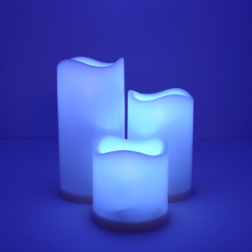 GloboStar® 79553 ΣΕΤ 3 Διακοσμητικών Realistic Κεριών με LED - Μπαταρίας & Ασύρματο Χειριστήριο IR Πολύχρωμα RGB Dimmable