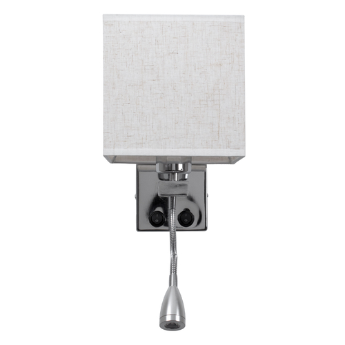 GloboStar® ELEGANT 01495 Μοντέρνο Επιτοίχιο Φωτιστικό Απλίκα με LED Βραχίονα Δίφωτο 1 x E27 IP20 Λευκό Ύφασμα με Ασημί Μέταλλο - Μ17 x Π21 x Υ43cm