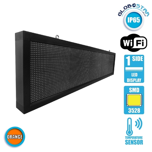GloboStar® 90284 Κυλιόμενη Ψηφιακή Επιγραφή P10 LED SMD AC 220-240V με Wi-Fi - Αδιάβροχή IP54 - Μονής Όψης - Μ168 x Π9 x Υ40cm Πορτοκαλί