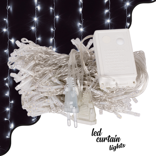 85801 Διακοσμητική Κουρτίνα 3 x 2 Μέτρα με Controller 8 Προγραμμάτων Φωτισμού - Επεκτεινόμενη 240 LED 6W AC 230V με Διάφανο Καλώδιο & Πρίζα Schuko IP20 Ψυχρό Λευκό 6000K Μ3 x Υ2m 85801 Διακοσμητική Κουρτίνα 3 x 2 Μέτρα με Controller 8 Προγραμμάτων Φωτισμού - Επεκτεινόμενη 240 LED 6W AC 230V με Διάφανο Καλώδιο & Πρίζα Schuko IP20 Ψυχρό Λευκό 6000K Μ3 x Υ2m