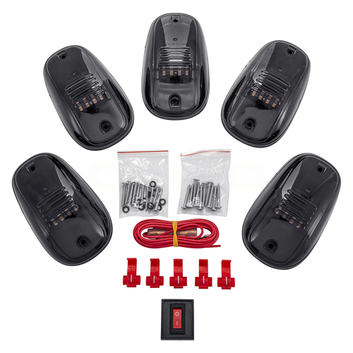 GloboStar® 85303 Πακέτο 5 Τεμάχια Φώτα Όγκου Οροφής - Running Lights για Αυτοκίνητα - SUV - Αγροτικά LED SMD 3030 12W 600lm DC 12V με Διακόπτη On/Off Αδιάβροχα IP65 5x Πορτοκαλί