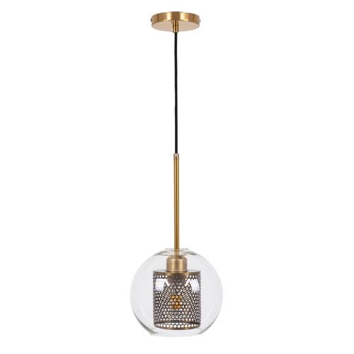 GloboStar® AVERY 00739 Μοντέρνο Κρεμαστό Φωτιστικό Μπάλα Μονόφωτο 1 x E27 IP20 Διάφανο Γυαλί με Χρυσό Μέταλλο - Μ18 x Π18 x Υ38cm