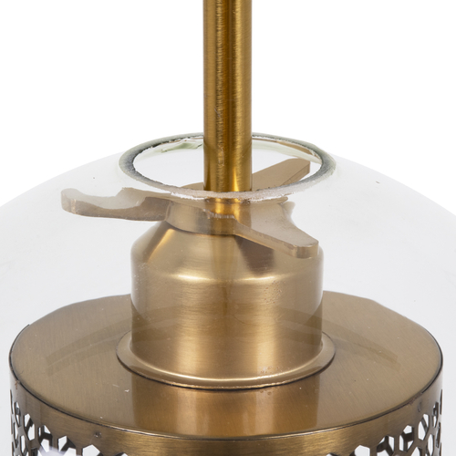 GloboStar® AVERY 00739 Μοντέρνο Κρεμαστό Φωτιστικό Μπάλα Μονόφωτο 1 x E27 IP20 Διάφανο Γυαλί με Χρυσό Μέταλλο - Μ18 x Π18 x Υ38cm