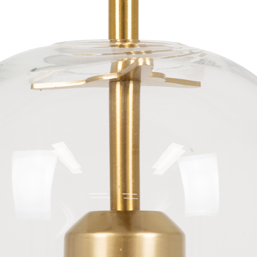 GloboStar® AVERY 00741 Μοντέρνο Κρεμαστό Φωτιστικό Πλέγμα Μονόφωτο 1 x E27 IP20 Διάφανο Γυαλί με Χρυσό Μέταλλο - Μ15 x Π15 x Υ60cm