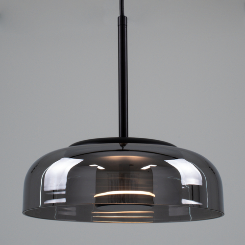 GloboStar® CHARLOTTE 00743 Μοντέρνο Κρεμαστό Φωτιστικό Καμπάνα CREE LED 5W 500lm 180° AC 85-265V IP20 Θερμό Λευκό 2700K Ασημί Γυαλί με Μαύρο Μέταλλο Μ23 x Π23 x Υ23cm - 2 Xρόνια Εγγύηση