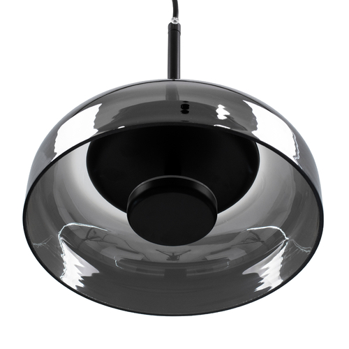 GloboStar® CHARLOTTE 00743 Μοντέρνο Κρεμαστό Φωτιστικό Καμπάνα CREE LED 5W 500lm 180° AC 85-265V IP20 Θερμό Λευκό 2700K Ασημί Γυαλί με Μαύρο Μέταλλο Μ23 x Π23 x Υ23cm - 2 Xρόνια Εγγύηση