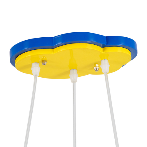 GloboStar® AIRPLANE 01575 Παιδικό Κρεμαστό Φωτιστικό Φιγούρα Τρίφωτο 3 x E27 IP20 Πολύχρωμο Ξύλο με Λευκό Γυαλί - Μ51 x Π49 x Υ26cm