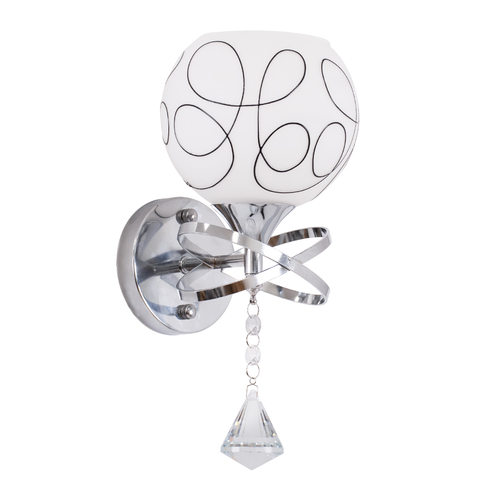 GloboStar® CANTER 00634 Μοντέρνο Επιτοίχιο Φωτιστικό Απλίκα Μονόφωτο 1 x E27 IP20 Ασημί Μέταλλο με Λευκό Γυαλί - Μ14 x Π15 x Υ30cm