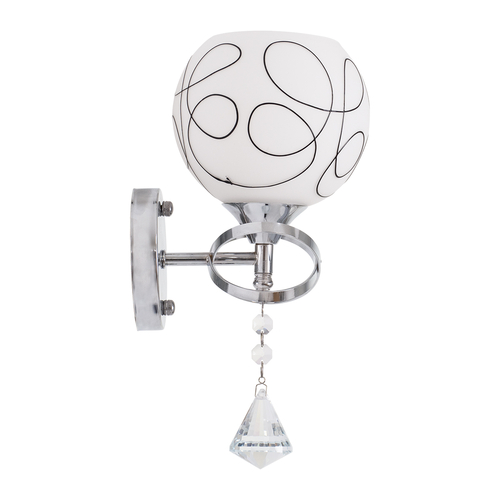 GloboStar® CANTER 00634 Μοντέρνο Επιτοίχιο Φωτιστικό Απλίκα Μονόφωτο 1 x E27 IP20 Ασημί Μέταλλο με Λευκό Γυαλί - Μ14 x Π15 x Υ30cm