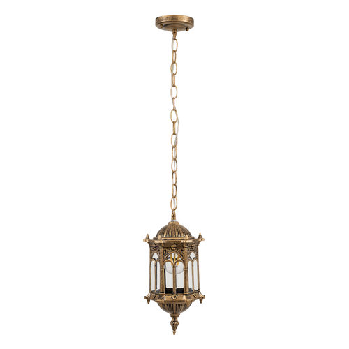 GloboStar® DARCY 00656 Vintage Κρεμαστό Φωτιστικό Πλέγμα Μονόφωτο 1 x E27 IP20 Μπρούτζινο Μέταλλο με Διάφανο Γυαλί - Μ15.5 x Π15.5 x Υ32.5cm