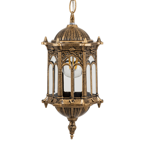 GloboStar® DARCY 00656 Vintage Κρεμαστό Φωτιστικό Πλέγμα Μονόφωτο 1 x E27 IP20 Μπρούτζινο Μέταλλο με Διάφανο Γυαλί - Μ15.5 x Π15.5 x Υ32.5cm
