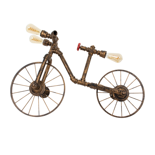 GloboStar® SWIFTWALKER 00659 Vintage Επιτοίχιο Φωτιστικό Απλίκα Τρίφωτο 3 x E27 IP20 Μπρούτζινο & Κόκκινο Μέταλλο - Μ85 x Π29.5 x Υ55cm