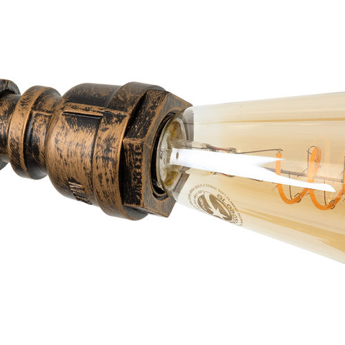 GloboStar® SWIFTWALKER 00659 Vintage Επιτοίχιο Φωτιστικό Απλίκα Τρίφωτο 3 x E27 IP20 Μπρούτζινο & Κόκκινο Μέταλλο - Μ85 x Π29.5 x Υ55cm