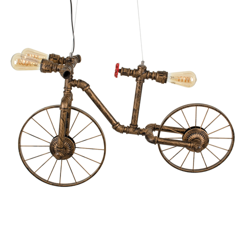 GloboStar® SWIFTWALKER 00660 Vintage Κρεμαστό Φωτιστικό Φιγούρα Τρίφωτο 3 x E27 IP20 Χάλκινο & Κόκκινο Μέταλλο - Μ85 x Π29.5 x Υ55cm