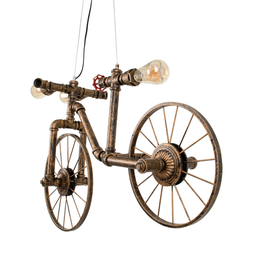 GloboStar® SWIFTWALKER 00660 Vintage Κρεμαστό Φωτιστικό Φιγούρα Τρίφωτο 3 x E27 IP20 Χάλκινο & Κόκκινο Μέταλλο - Μ85 x Π29.5 x Υ55cm