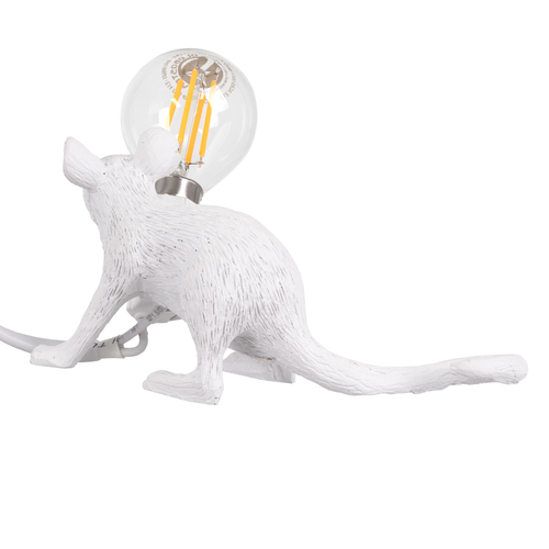 GloboStar® MOUSE 00676 Vintage Επιτραπέζιο Φωτιστικό Πορτατίφ Λαμπατέρ Μονόφωτο με Ντουί 1 x E12 AC 230V Λευκό Πλαστικό Μ13 x Π4 x Υ7cm