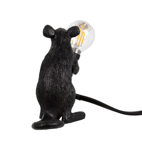 GloboStar® MOUSE 00678 Vintage Επιτραπέζιο Φωτιστικό Πορτατίφ Λαμπατέρ Μονόφωτο με Ντουί 1 x E12 AC 230V Μαύρο Πλαστικό Μ12 x Π4 x Υ10cm