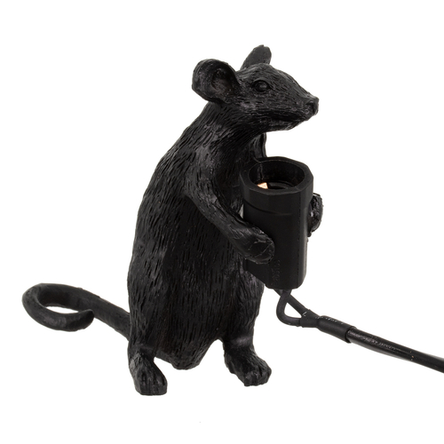 GloboStar® MOUSE 00678 Vintage Επιτραπέζιο Φωτιστικό Πορτατίφ Λαμπατέρ Μονόφωτο με Ντουί 1 x E12 AC 230V Μαύρο Πλαστικό Μ12 x Π4 x Υ10cm