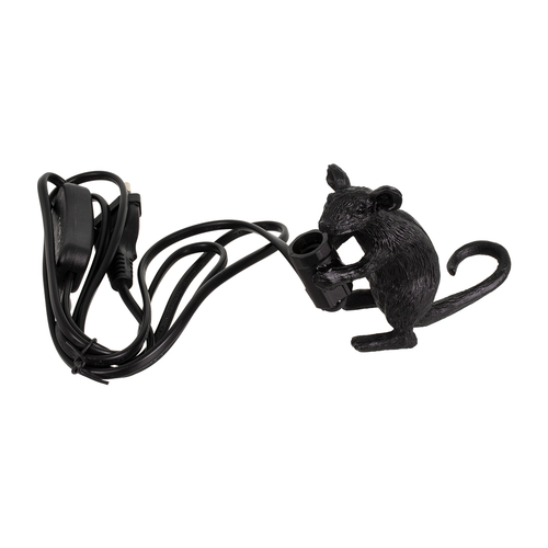 GloboStar® MOUSE 00678 Vintage Επιτραπέζιο Φωτιστικό Πορτατίφ Λαμπατέρ Μονόφωτο με Ντουί 1 x E12 AC 230V Μαύρο Πλαστικό Μ12 x Π4 x Υ10cm