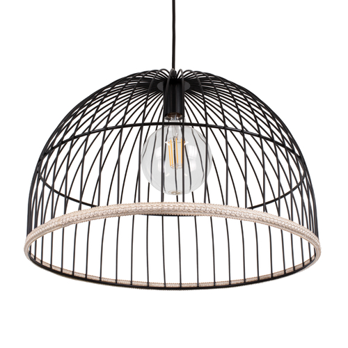 GloboStar® NEVIS 00681 Μοντέρνο Κρεμαστό Φωτιστικό Πλέγμα Μονόφωτο 1 x E27 IP20 Μαύρο Μέταλλο - Μ49 x Π49 x Υ34.5cm