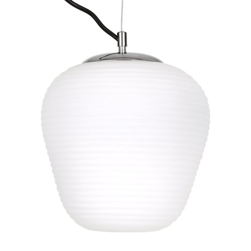 GloboStar® FREYA 00746 Μοντέρνο Κρεμαστό Φωτιστικό Ανάρτηση Μονόφωτο 1 x E27 IP20 Λευκό Γυαλί με Ασημί Μέταλλο - Μ20 x Π20 x Υ23cm