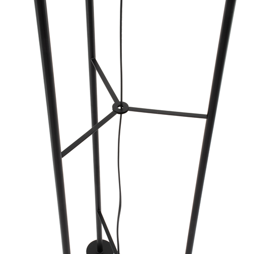 GloboStar® CURACAO 00771 Μοντέρνο Επιδαπέδιο Φωτιστικό Μονόφωτο 1 x E27 IP20 Μαύρο Μέταλλο με Καφέ Ξύλο - Μ30 x Π30 x Υ170cm