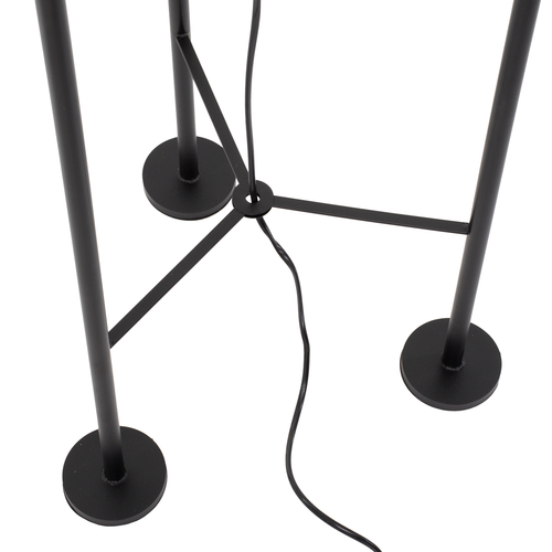GloboStar® CURACAO 00771 Μοντέρνο Επιδαπέδιο Φωτιστικό Μονόφωτο 1 x E27 IP20 Μαύρο Μέταλλο με Καφέ Ξύλο - Μ30 x Π30 x Υ170cm