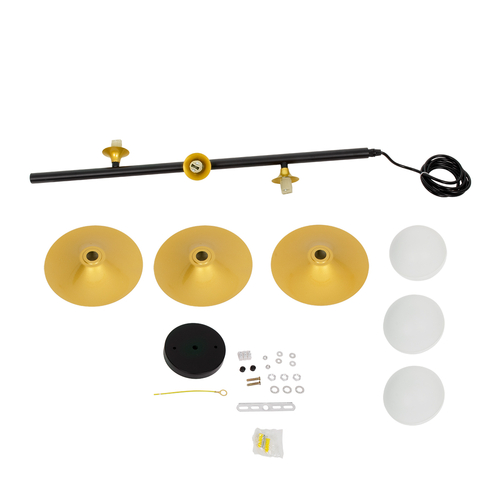 GloboStar® JOLIET 00781 Μοντέρνο Κρεμαστό Φωτιστικό Ανάρτηση Τρίφωτο 3 x G9 Μαύρο & Χρυσό Μέταλλο - Μ28 x Π28 x Y63cm