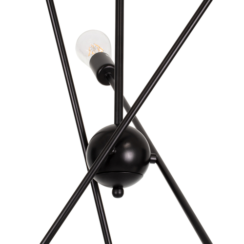 GloboStar® ZANE 00784 Μοντέρνο Φωτιστικό Οροφής Πλέγμα Πολύφωτο 6 x E27 IP20 Μαύρο Μέταλλο - Μ70 x Π70 x Υ100cm