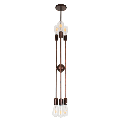 GloboStar® ZANE 00785 Μοντέρνο Φωτιστικό Οροφής Πλέγμα Πολύφωτο 6 x E27 IP20 Χάλκινο Μέταλλο - Μ70 x Π70 x Υ100cm