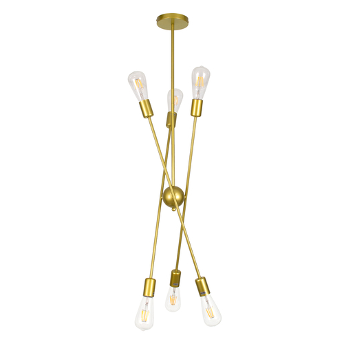 GloboStar® ZANE 00786 Μοντέρνο Φωτιστικό Οροφής Πλέγμα Πολύφωτο 6 x E27 IP20 Χρυσό Μέταλλο - Μ70 x Π70 x Υ100cm