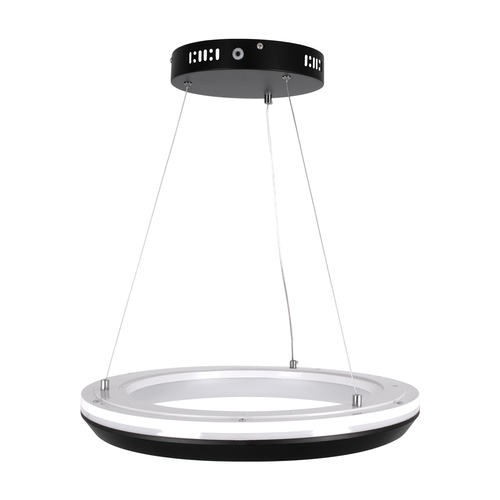 GloboStar® MELINA 61043 Κρεμαστή Πλαφονιέρα Οροφής Κύκλος LED CCT 55W 6376lm 120° AC 220-240V - Εναλλαγή Φωτισμού μέσω Τηλεχειριστηρίου All In One Ψυχρό Λευκό 6000k+Φυσικό Λευκό 4500k+Θερμό Λευκό 2700k Dimmable Φ48cm - Μαύρο - 3 Years Warranty