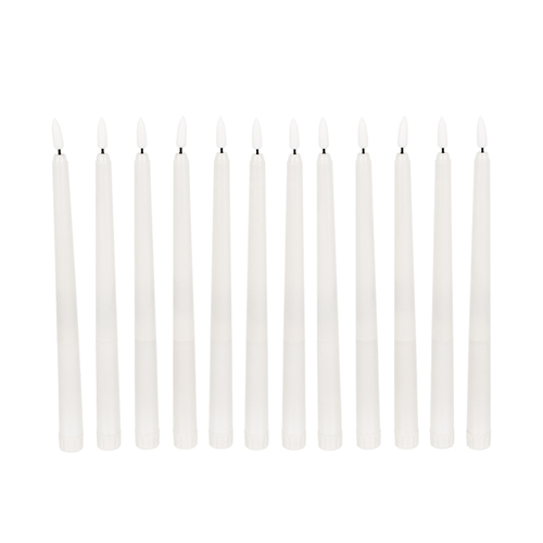 GloboStar® 79564 ΣΕΤ 12 Διακοσμητικών Realistic Κεριών Κηροπηγίου με LED Εφέ Κινούμενης Φλόγας - Μπαταρίας & Ασύρματο Χειριστήριο IR Θερμό Λευκό 2700K Dimmable