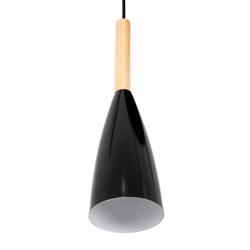 GloboStar® DILLON 00630 Μοντέρνο Κρεμαστό Φωτιστικό Ράγα Τρίφωτο 3 x E27 IP20 Μαύρο Μέταλλο με Μπεζ Ξύλο - Μ54 x Π14 x Υ130cm