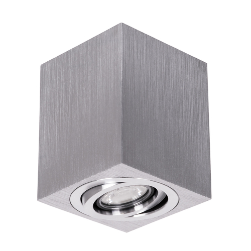 GloboStar® AKIRA 60623 Επιφανειακό Κινούμενο Τετράγωνο Φωτιστικό Σποτ Αλουμινίου με Ντουί GU10 AC 220-240V IP44 Μ8 x Π8 x Υ10cm - Ασημί Βούρτσας
