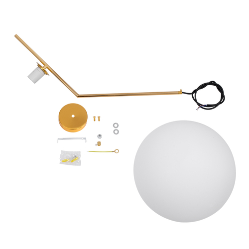 GloboStar® MONROE 00956 Μοντέρνο Κρεμαστό Φωτιστικό Μπάλα Μονόφωτο 1 x E27 IP20 Χρυσό Μέταλλο με Λευκό Γυαλί - Μ30 x Π30 x Υ75cm