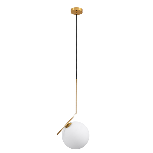 GloboStar® MONROE 00956 Μοντέρνο Κρεμαστό Φωτιστικό Μπάλα Μονόφωτο 1 x E27 IP20 Χρυσό Μέταλλο με Λευκό Γυαλί - Μ30 x Π30 x Υ75cm