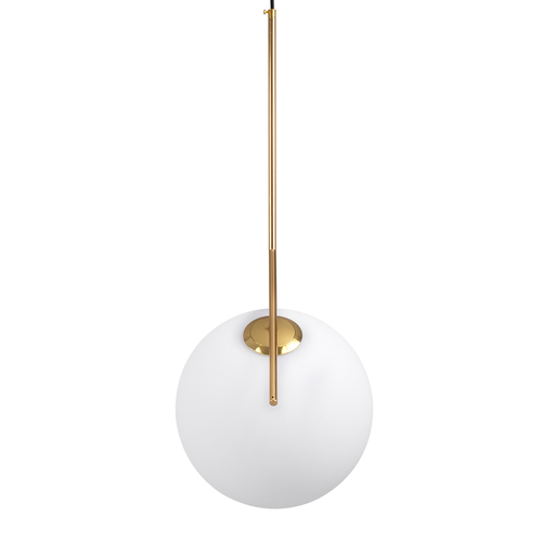 GloboStar® MONROE 00956 Μοντέρνο Κρεμαστό Φωτιστικό Μπάλα Μονόφωτο 1 x E27 IP20 Χρυσό Μέταλλο με Λευκό Γυαλί - Μ30 x Π30 x Υ75cm