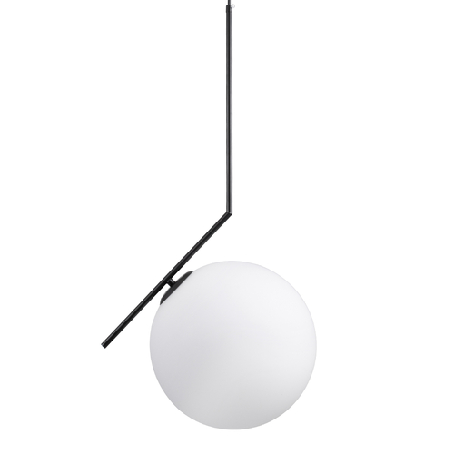 GloboStar® MONROE 00957 Μοντέρνο Κρεμαστό Φωτιστικό Μπάλα Μονόφωτο 1 x E27 IP20 Μαύρο Μέταλλο με Λευκό Γυαλί - Μ30 x Π30 x Υ75cm