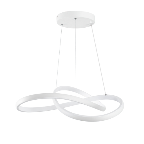 GloboStar® DEXTER 61050 Κρεμαστό Φωτιστικό Οροφής Design LED CCT 72W 8064lm 300° AC 220-240V - Εναλλαγή Φωτισμού μέσω Τηλεχειριστηρίου All In One Ψυχρό 6000k+Φυσικό 4500k+Θερμό 2700k Dimmable Φ56cm - Λευκό - 3 Years Warranty