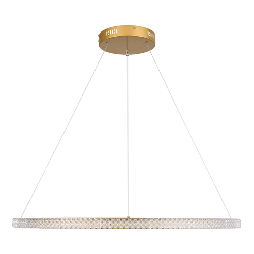 GloboStar® DIAMOND 61133 Κρεμαστό Φωτιστικό Δαχτυλίδι-Κύκλος LED CCT 67W 7689lm 360° AC 220-240V - Εναλλαγή Φωτισμού μέσω Τηλεχειριστηρίου All In One Ψυχρό 6000k+Φυσικό 4500k+Θερμό 2700k Dimmable Φ80cm - Χρυσό Βούρτσας - 3 Years Warranty