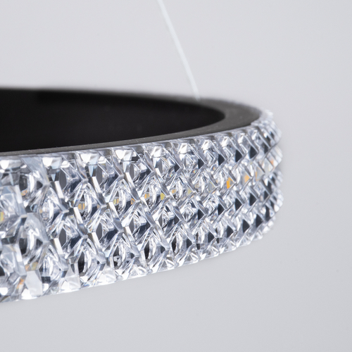 GloboStar® DIAMOND TRIO 61136-DECO Κρεμαστό Φωτιστικό Δαχτυλίδι-Κύκλος LED CCT 100W 12123lm 360° AC 220-240V - Εναλλαγή Φωτισμού μέσω Τηλεχειριστηρίου All In One Ψυχρό 6000k+Φυσικό 4500k+Θερμό 2700k Dimmable Φ25+40+60cm - Μαύρο - 3 Years Warranty