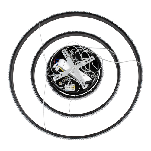GloboStar® DIAMOND TRIO 61136-DECO Κρεμαστό Φωτιστικό Δαχτυλίδι-Κύκλος LED CCT 100W 12123lm 360° AC 220-240V - Εναλλαγή Φωτισμού μέσω Τηλεχειριστηρίου All In One Ψυχρό 6000k+Φυσικό 4500k+Θερμό 2700k Dimmable Φ25+40+60cm - Μαύρο - 3 Years Warranty